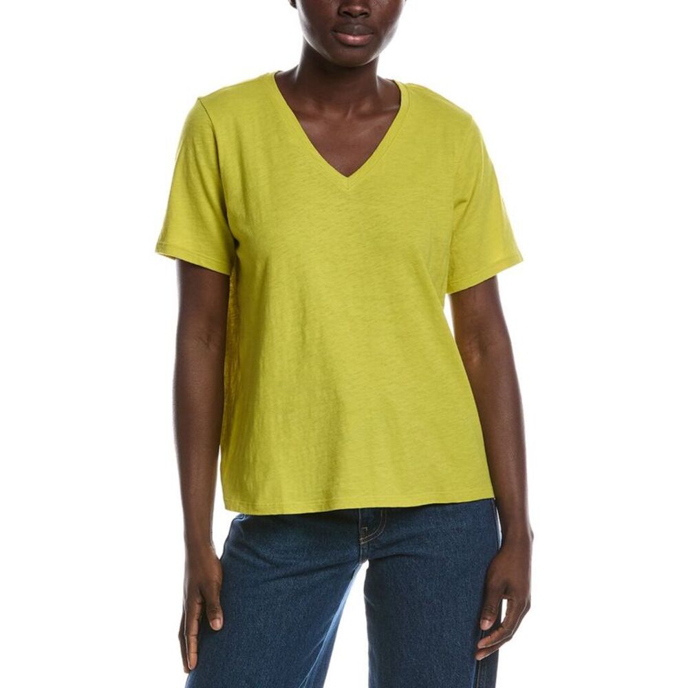 Eileen Fisher Womens V-Neck T-Shirt, Green